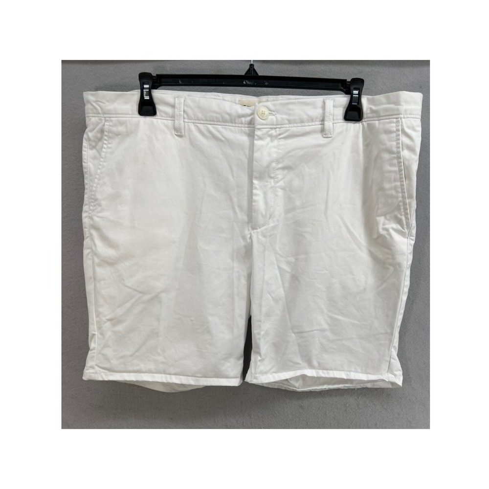Open Edit Shorts Mens Sz 40W White Stretch Chino  Cotton‎ Twill Flat Front